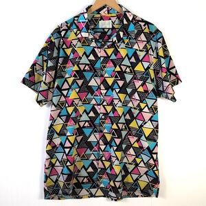 Fresh Prints of Bel-Air Shirt Men’s XL Button Up 90s Retro Geometric Print Color
